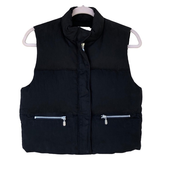J Crew Womens Black Sleeveless Full Zip Snap Button Goose Down Puffer Vest XS - Picture 2 of 11